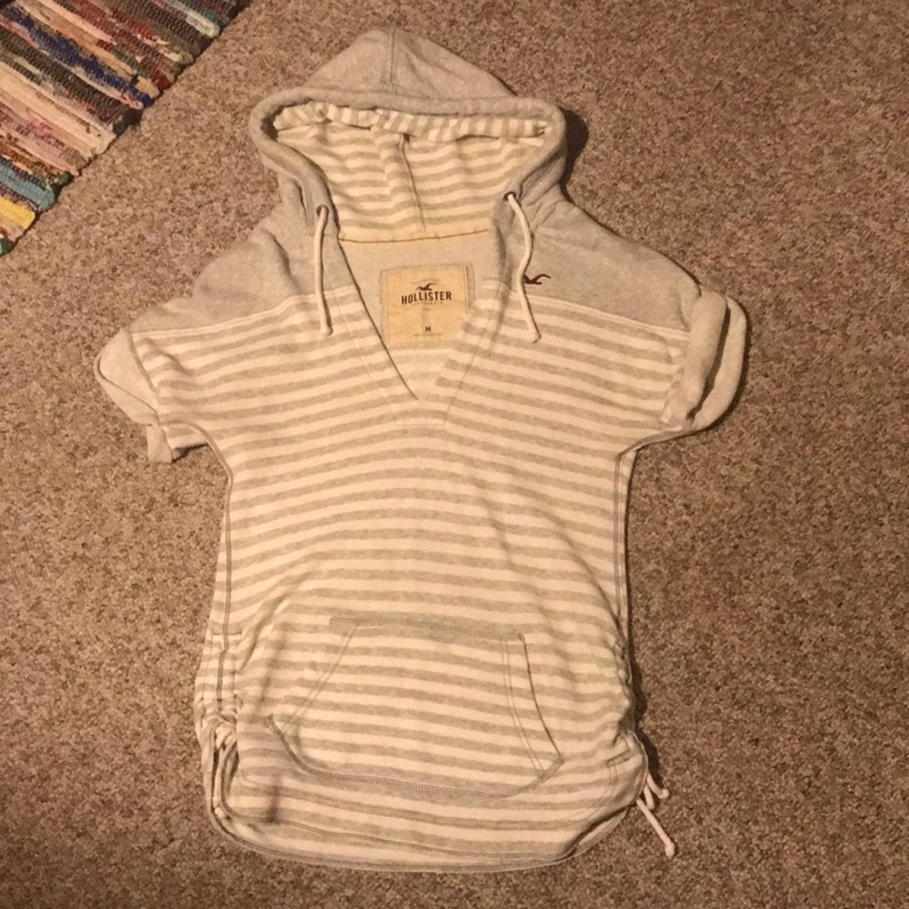 Hollister Sweatshirt T Gray & White Stripe